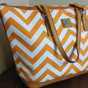 Dooney & Bourke Orange and White Chevron Tote